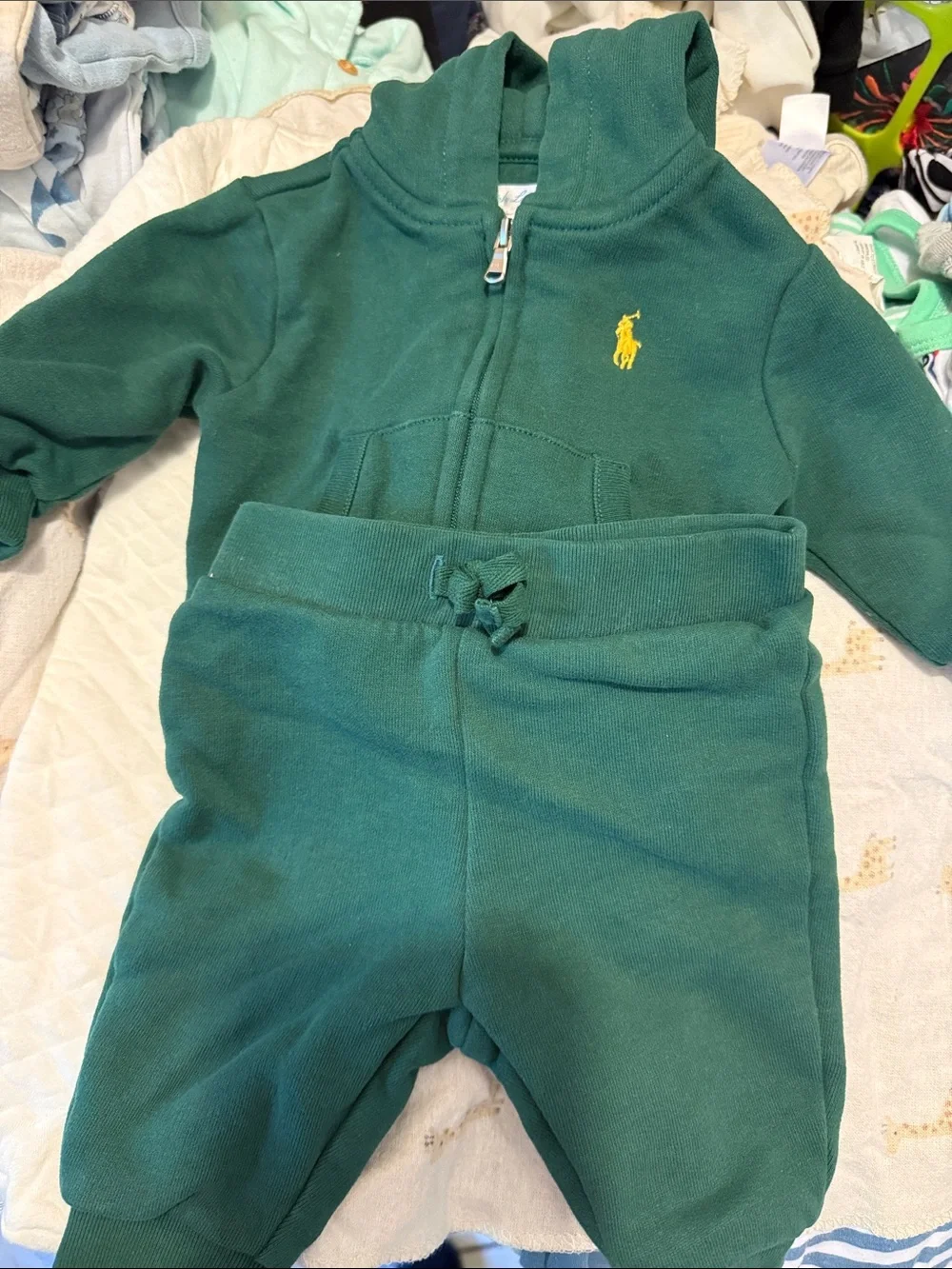 Ralph Lauren Green Hoodie and Jogger Set with Yellow Pony